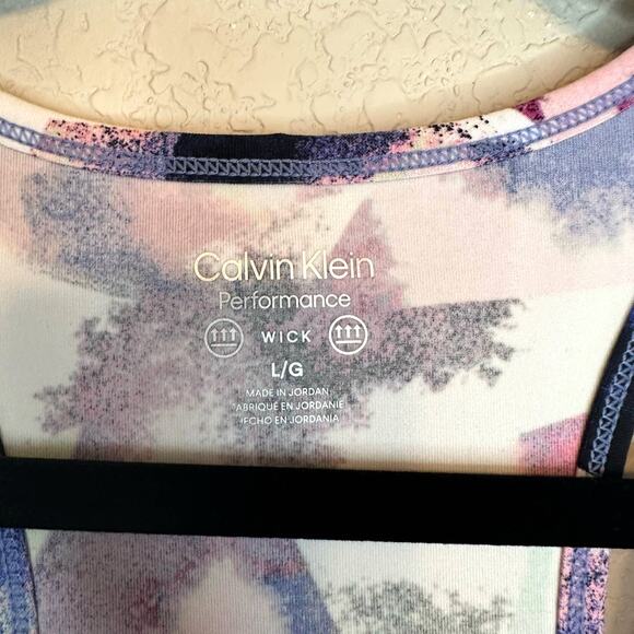 Calvin Klein Women's Blue Abstract Print Performance Crop Tank Top Size Large - Picture 3 of 4